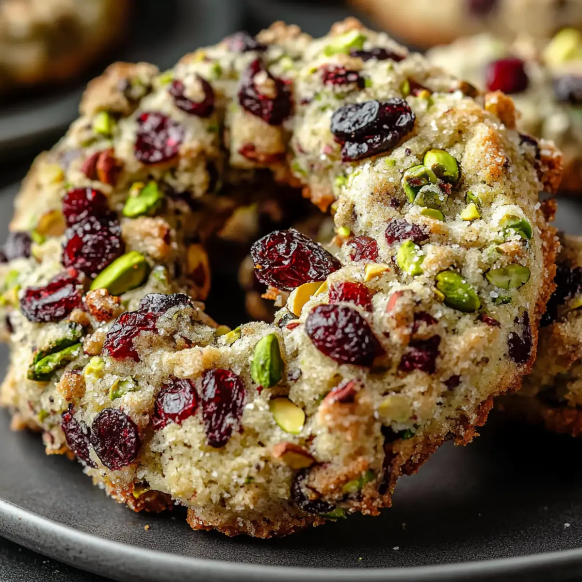 Pistachio Cranberry Wreath Cookies