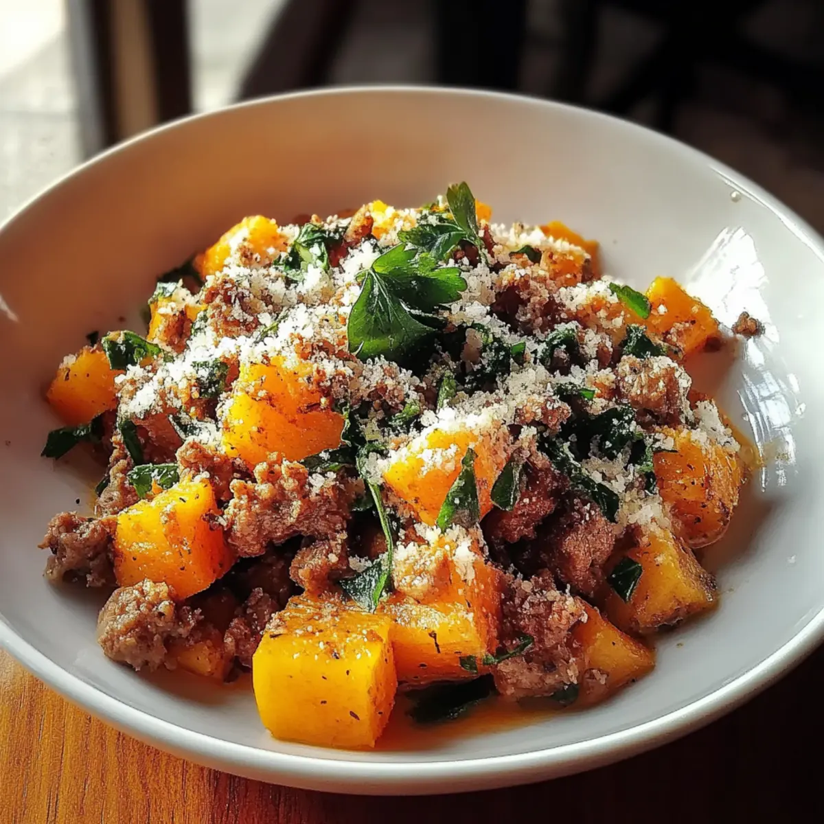 Roasted Butternut Squash With Ground Turkey