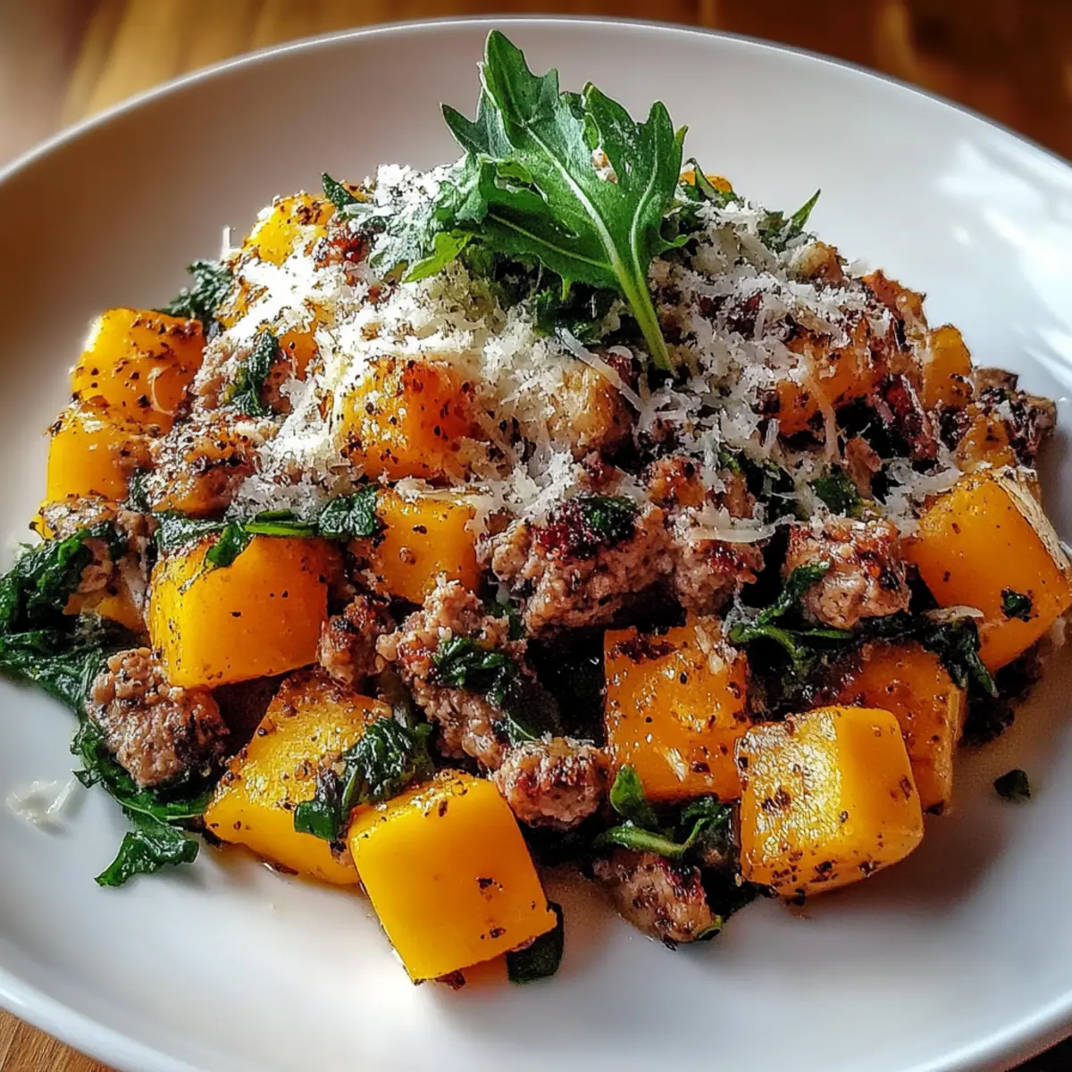 Roasted Butternut Squash With Ground Turkey