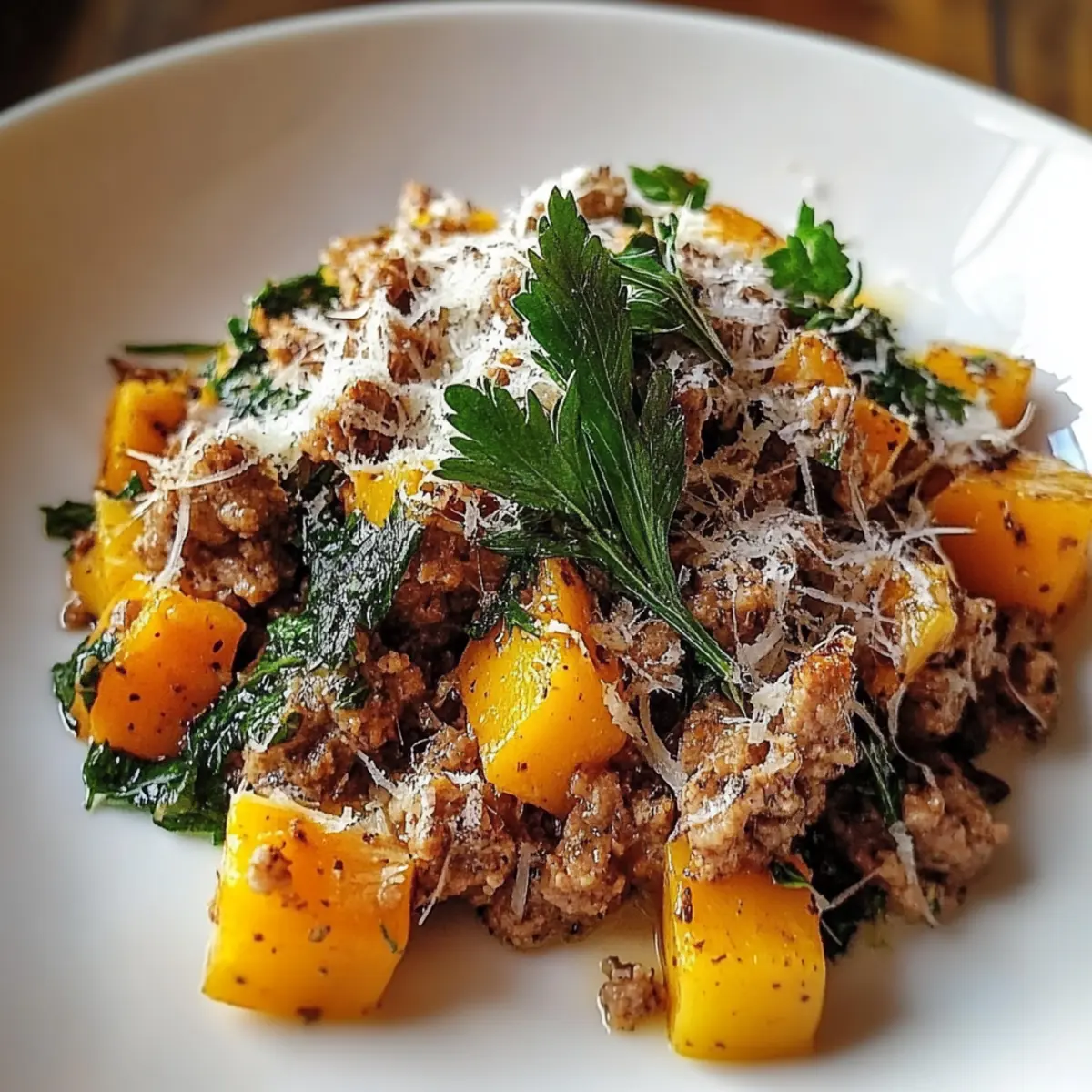 Roasted Butternut Squash With Ground Turkey