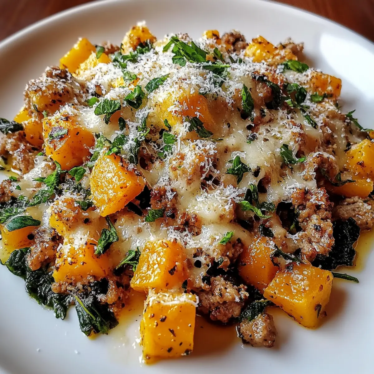 Roasted Butternut Squash With Ground Turkey