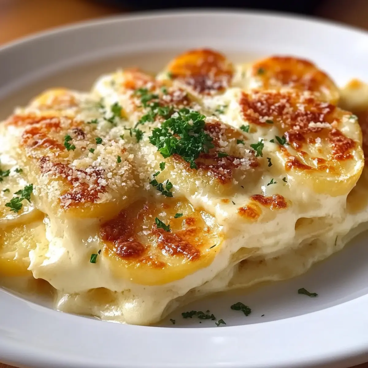 Roasted Garlic Potatoes au Gratin