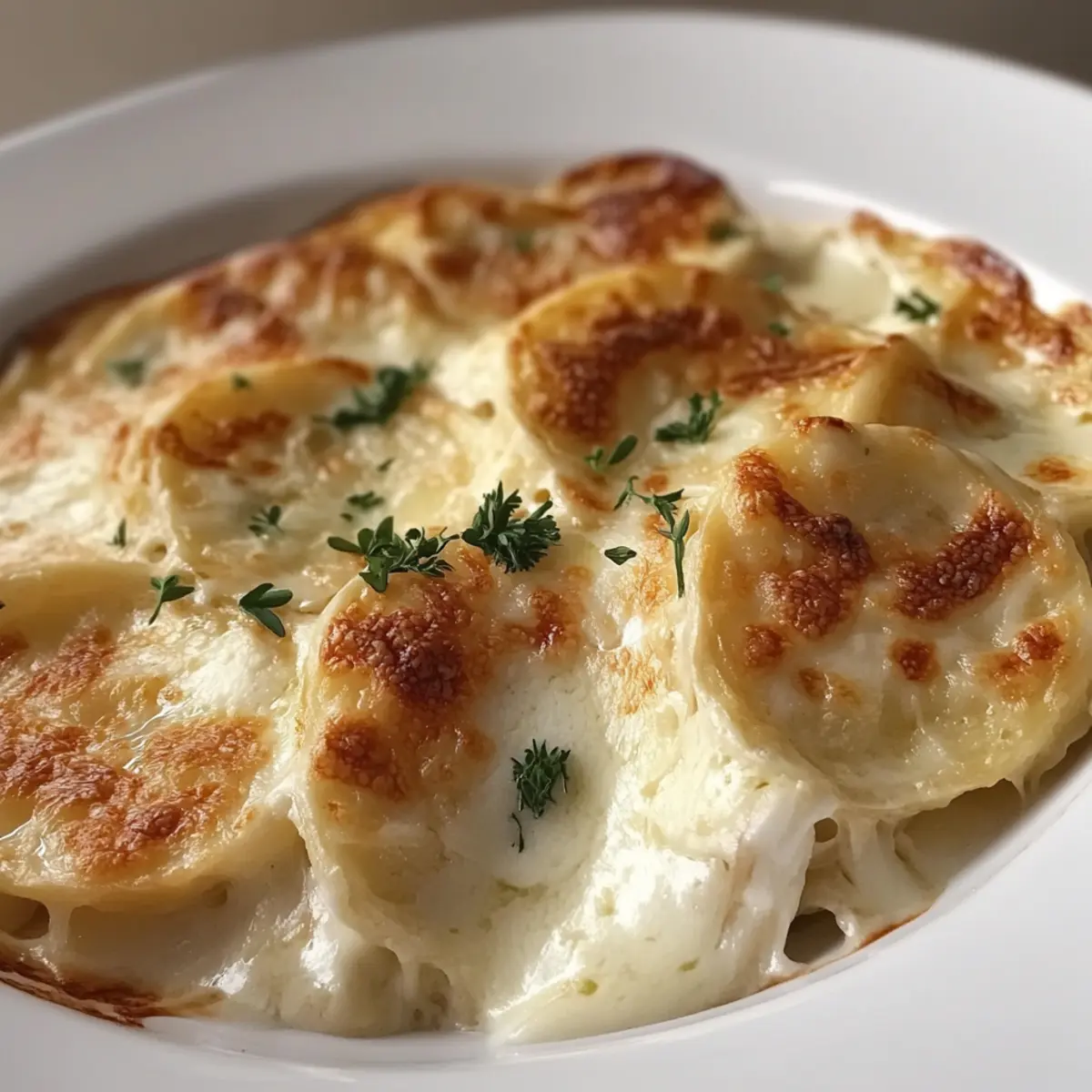 Roasted Garlic Potatoes au Gratin