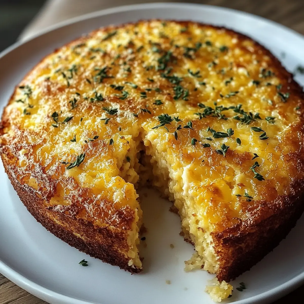 Savory Baked Corn Pudding with Cheddar and Herbs