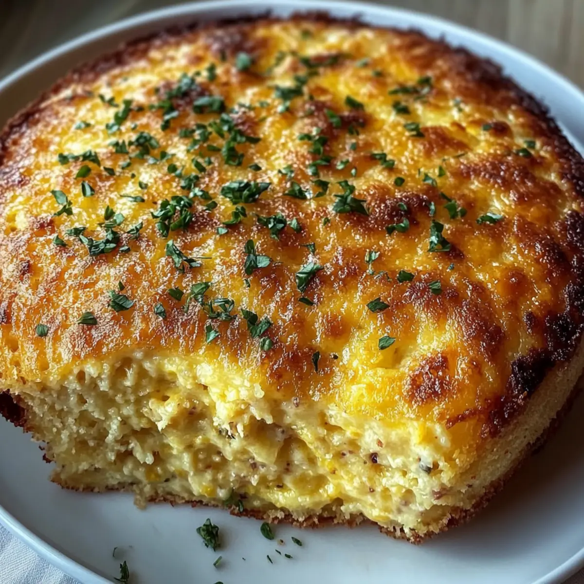 Savory Baked Corn Pudding with Cheddar and Herbs