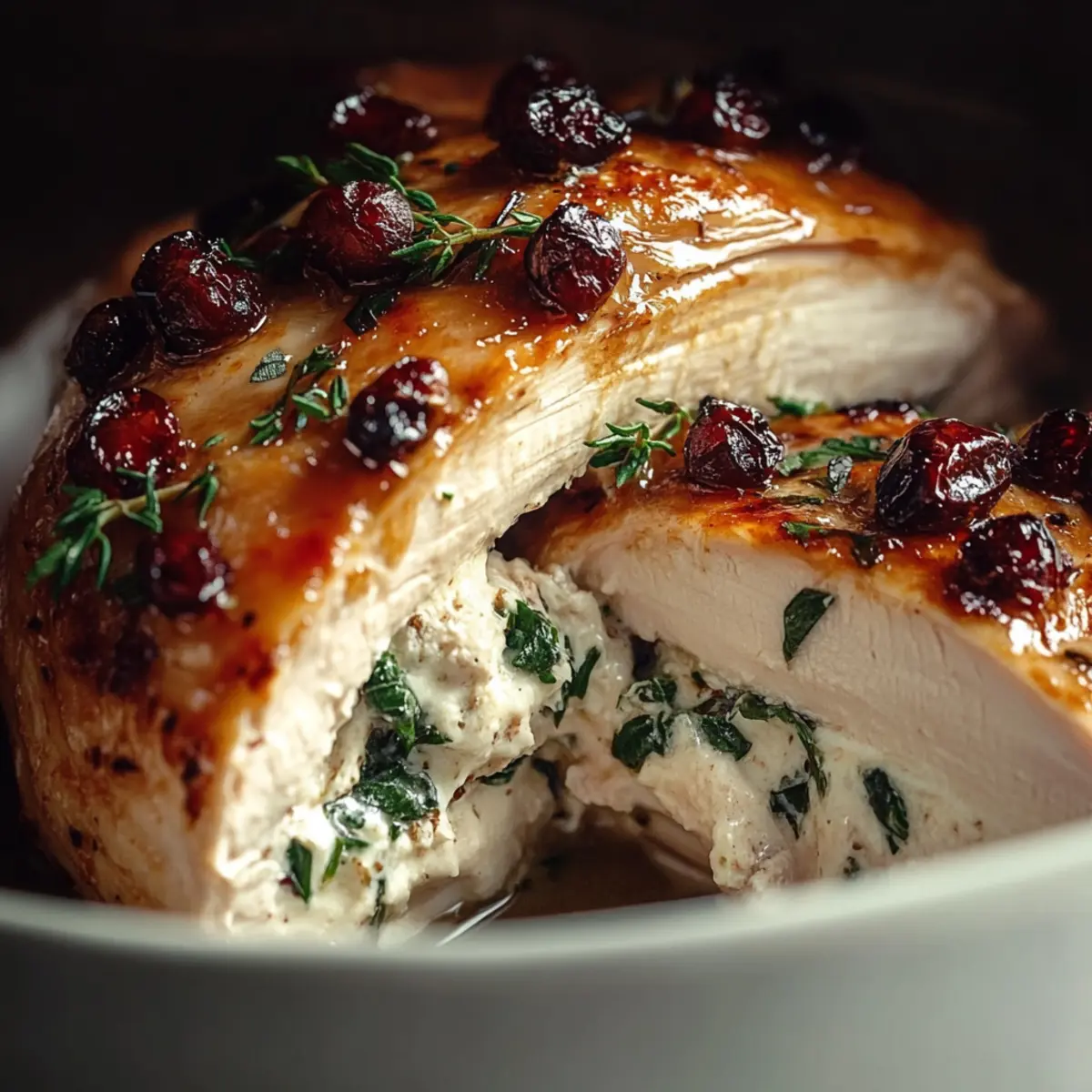 Spinach & Cranberry Stuffed Chicken Breasts
