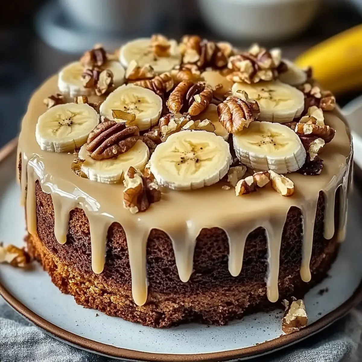 Vanilla Banana Walnut Cake
