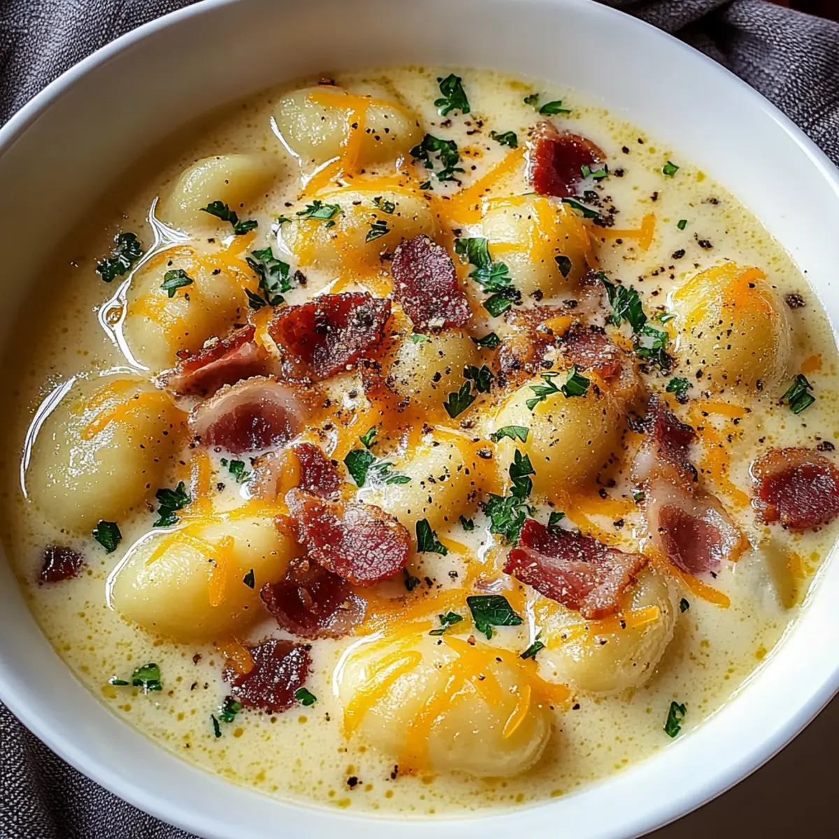 Bacon Cheddar Gnocchi Soup