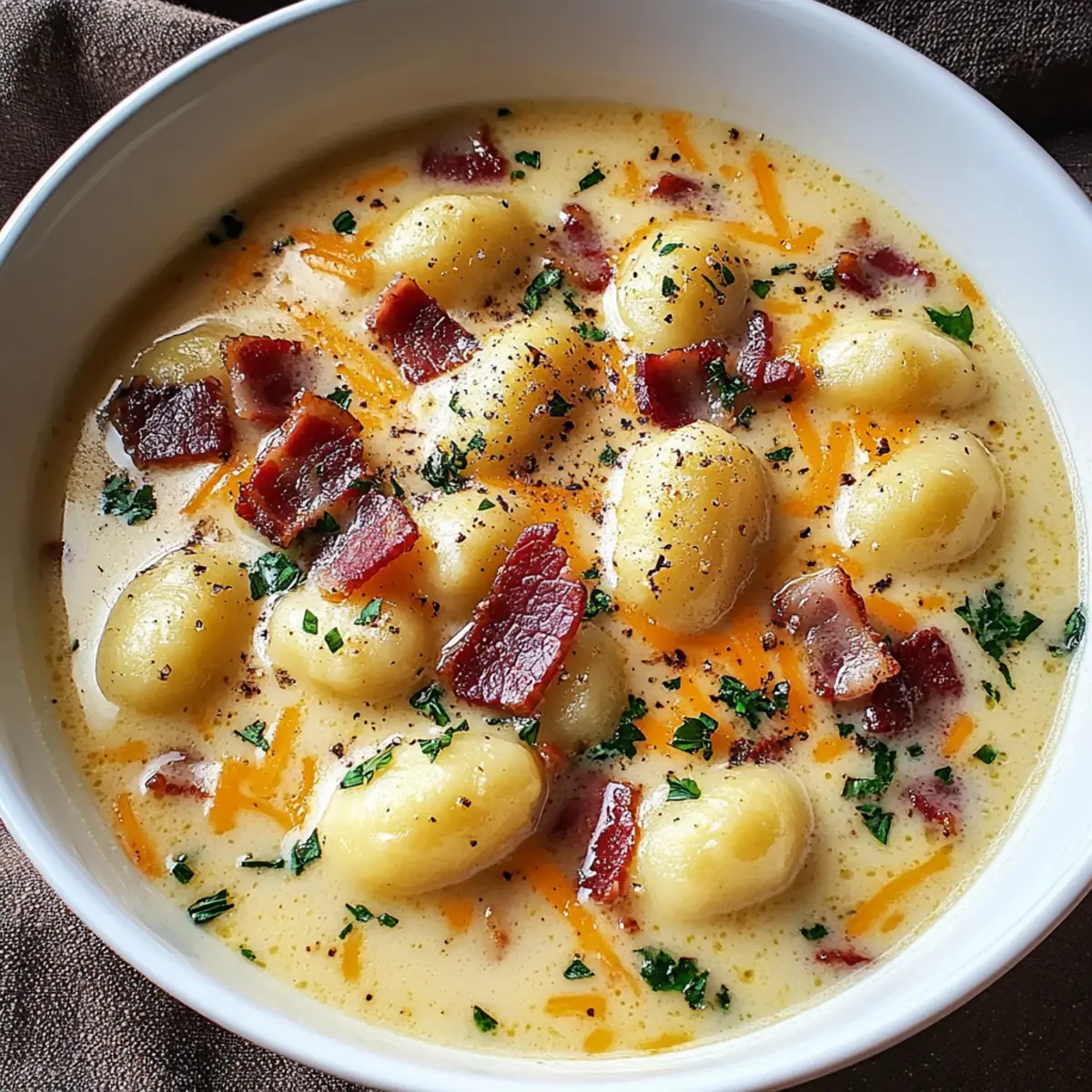 Bacon Cheddar Gnocchi Soup