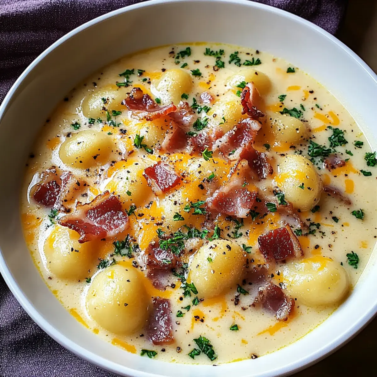 Bacon Cheddar Gnocchi Soup