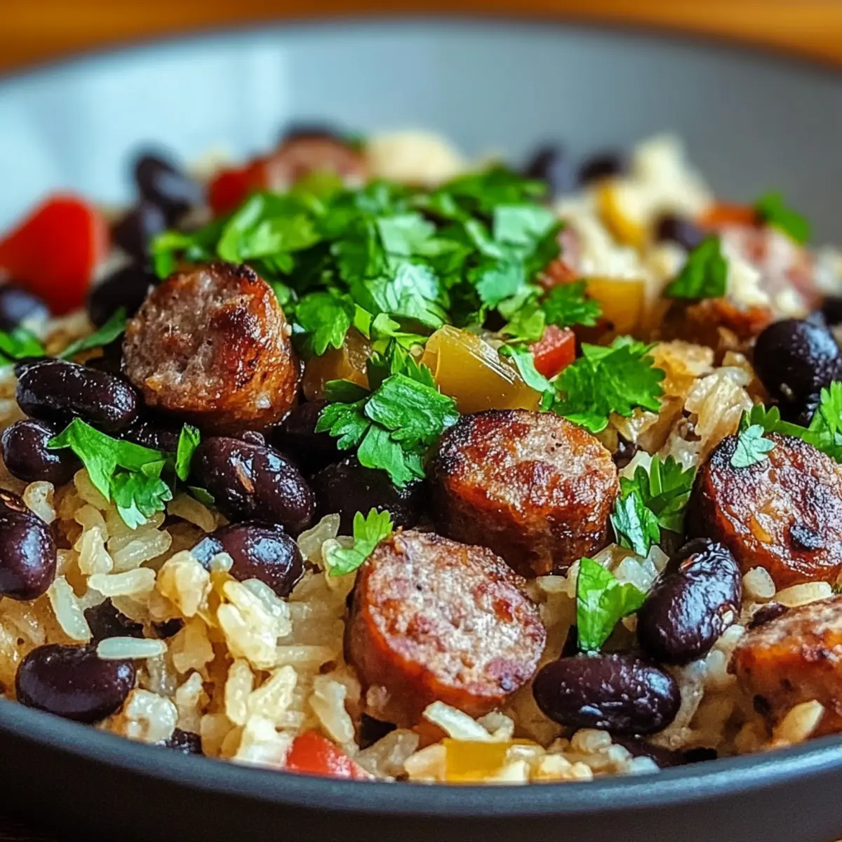 Black Beans, Sausage and Rice Skillet
