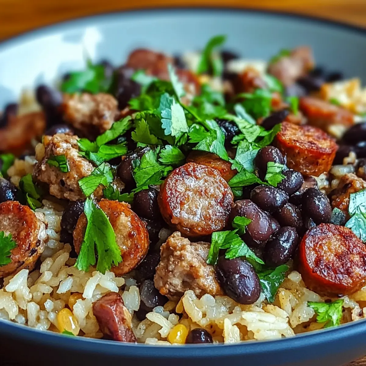 Black Beans, Sausage and Rice Skillet