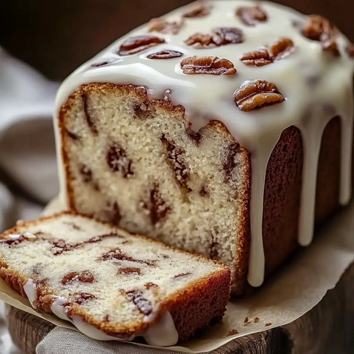 Butter Pecan Cake Loaf with Cream Cheese Icing