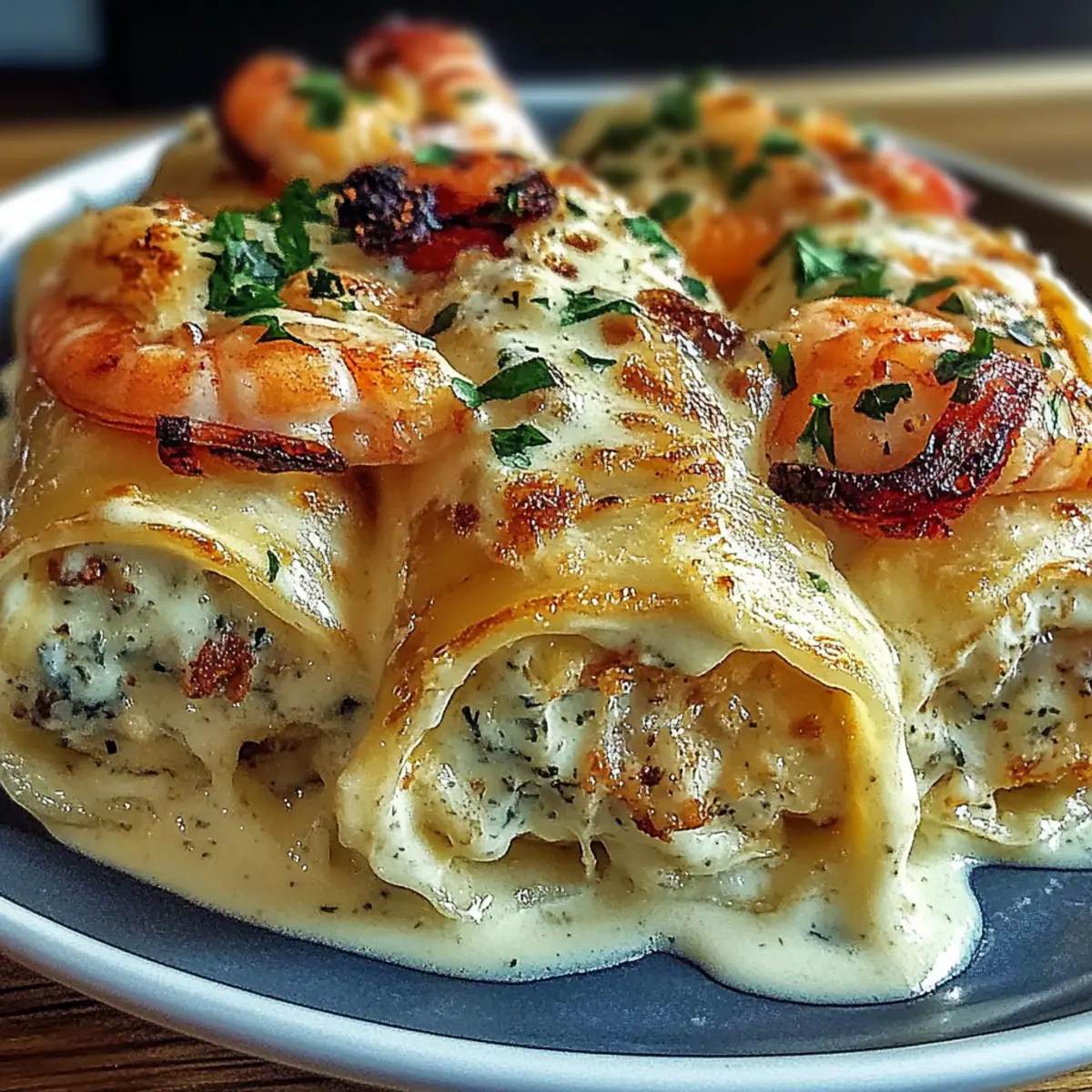 Cheesy Shrimp Alfredo Roll-Ups