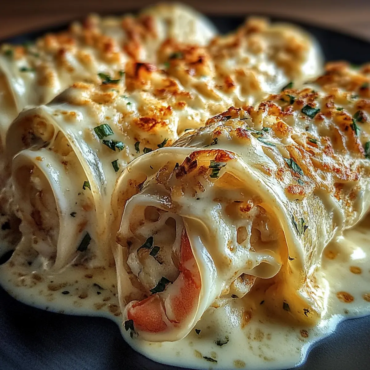 Cheesy Shrimp Alfredo Roll-Ups