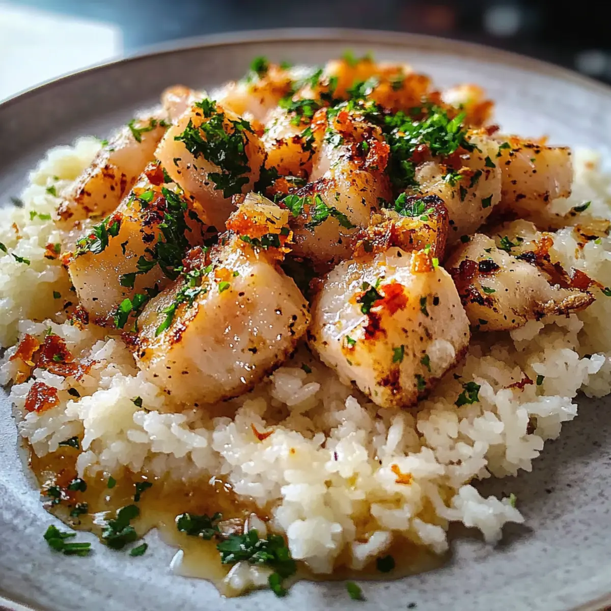 Chicken Scampi with Garlic Parmesan Rice