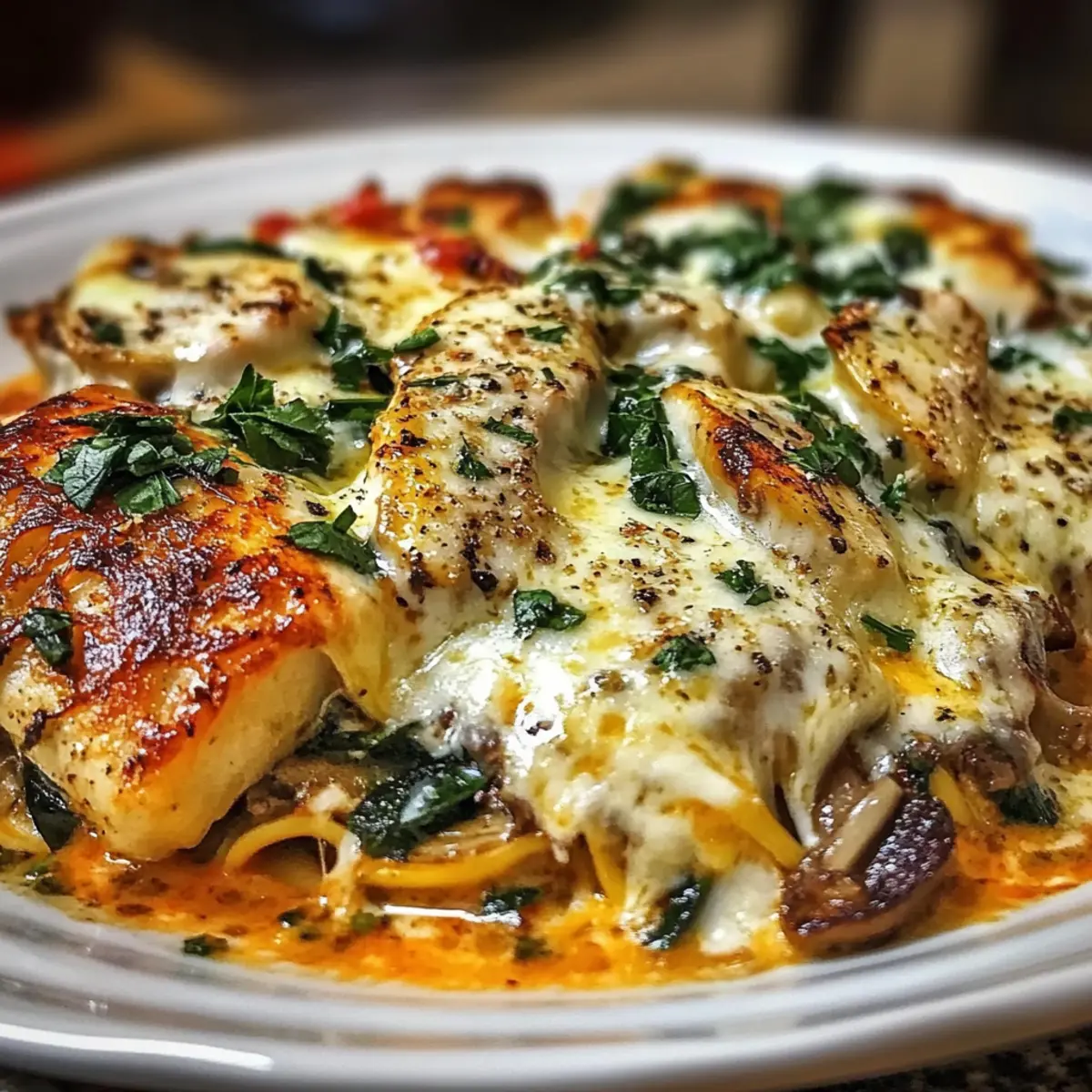 Chicken Spinach Mushroom Low Carb Oven Dish