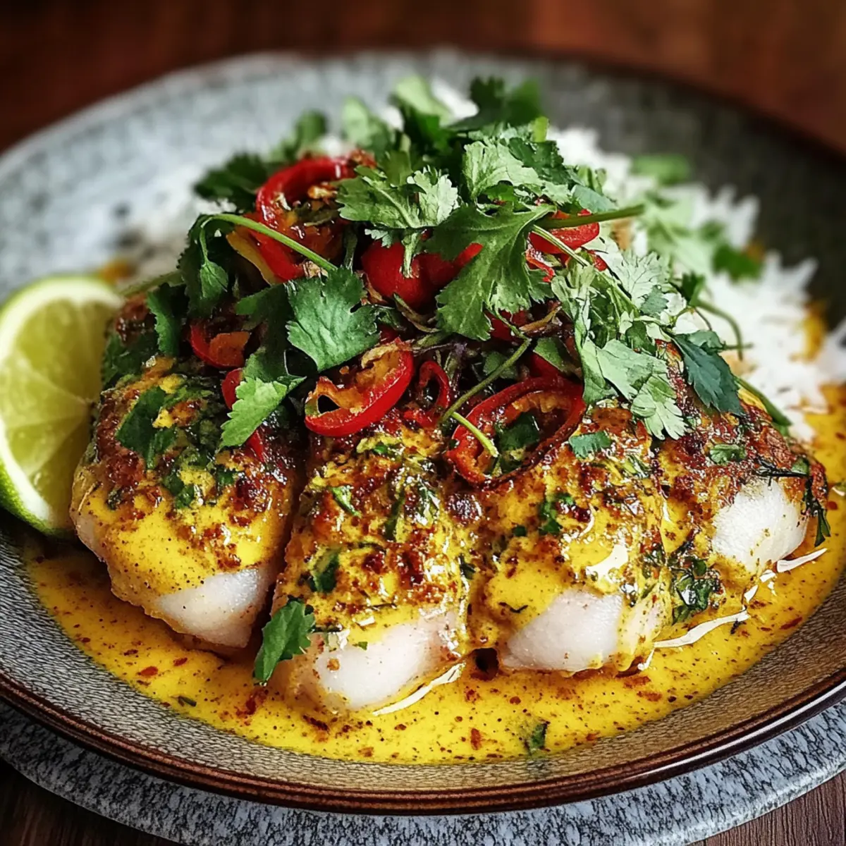 Coconut Lime Fish Curry with Jasmine Rice