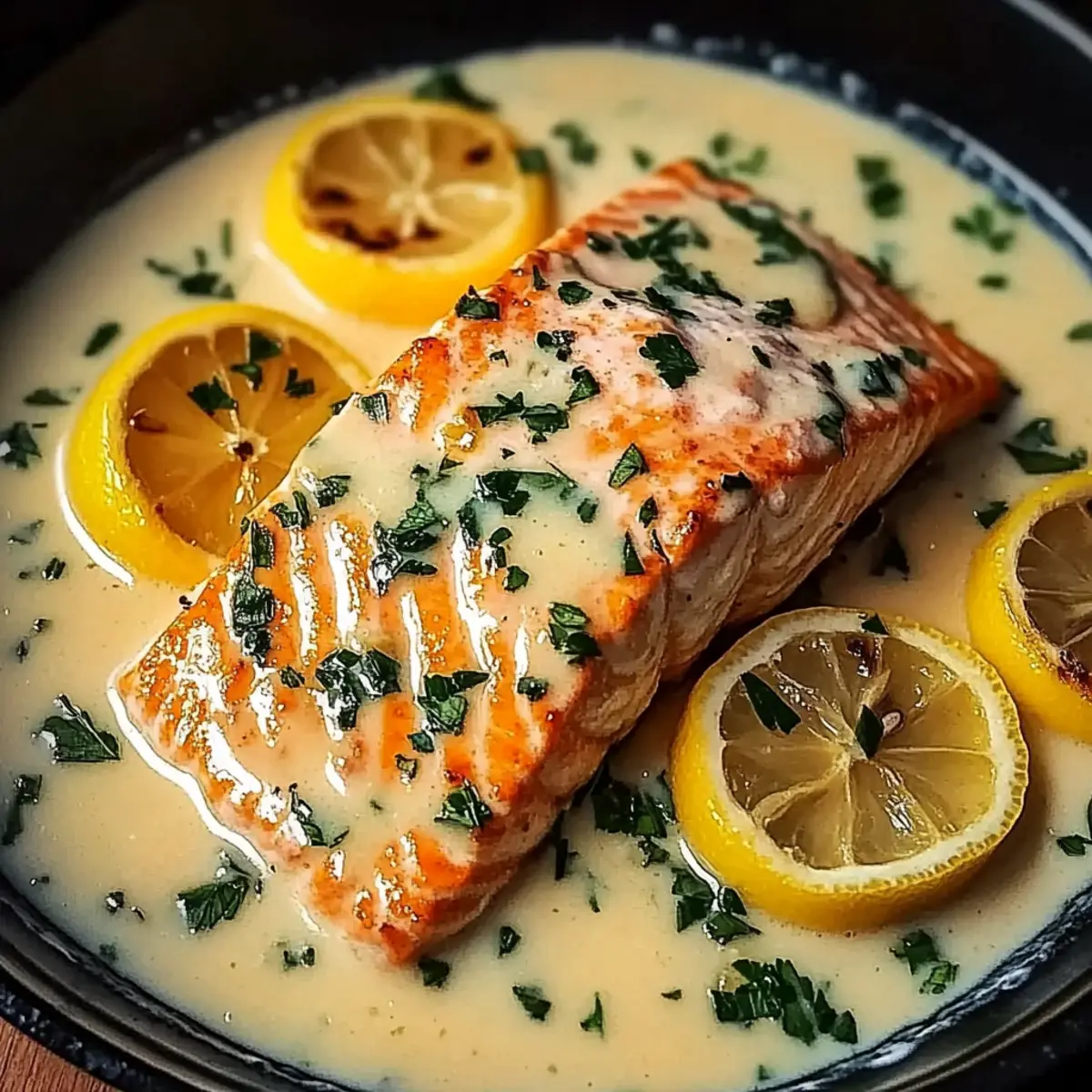 Creamy Lemon Garlic Salmon Piccata