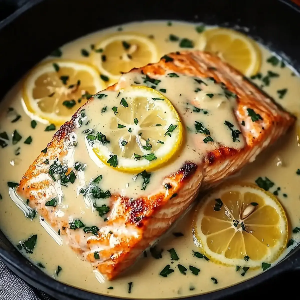Creamy Lemon Garlic Salmon Piccata