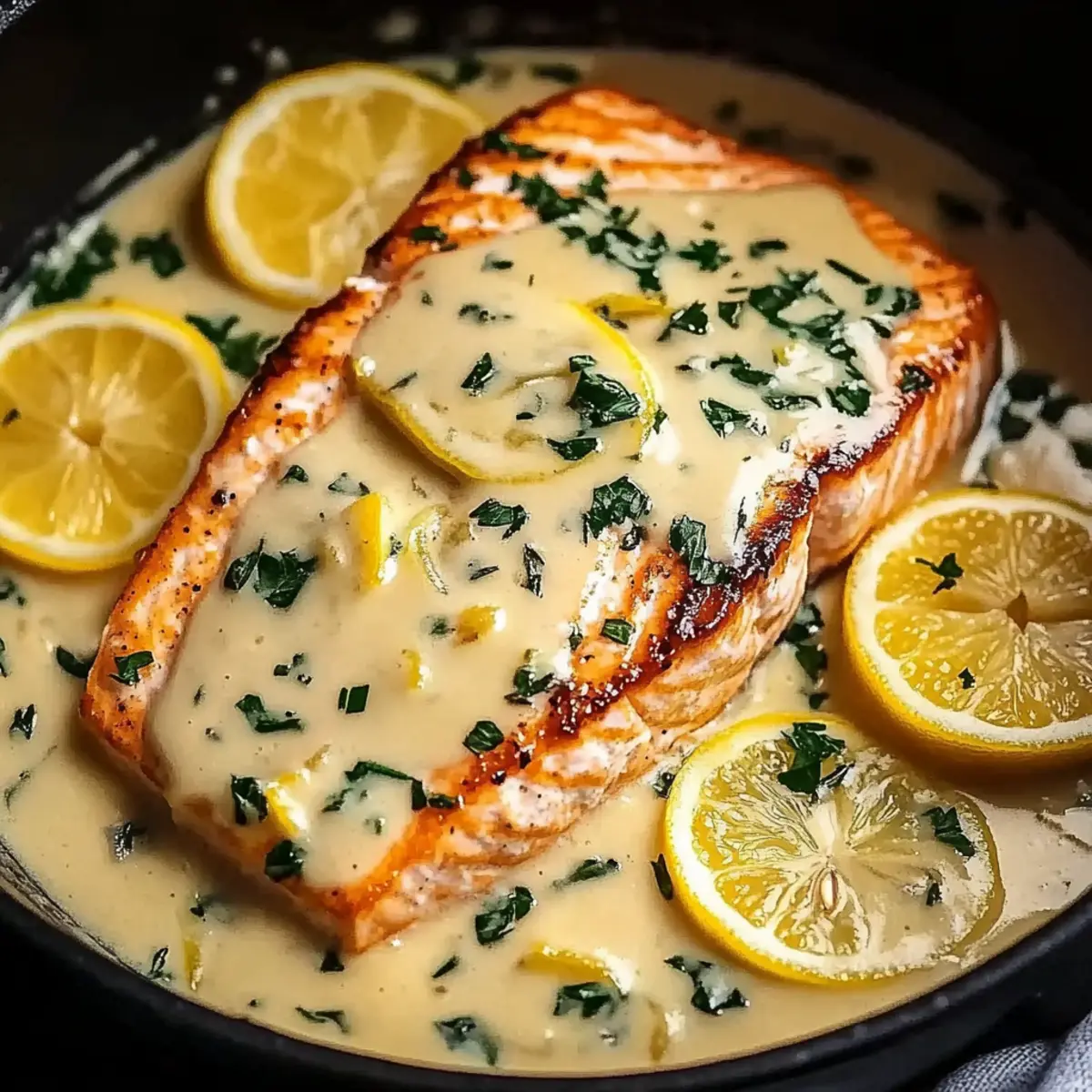 Creamy Lemon Garlic Salmon Piccata