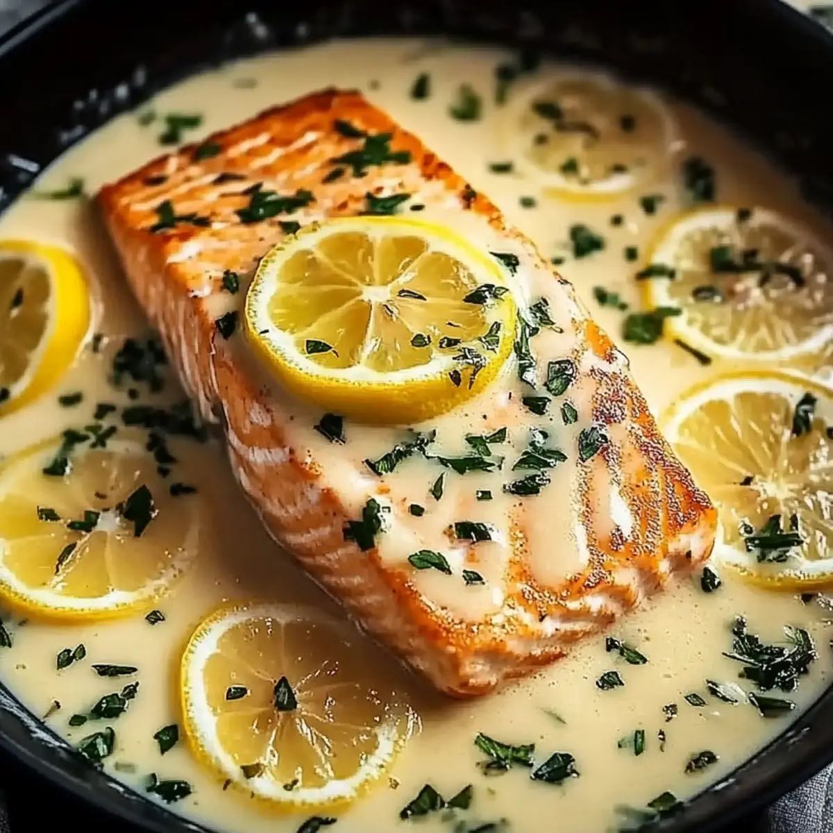 Creamy Lemon Garlic Salmon Piccata