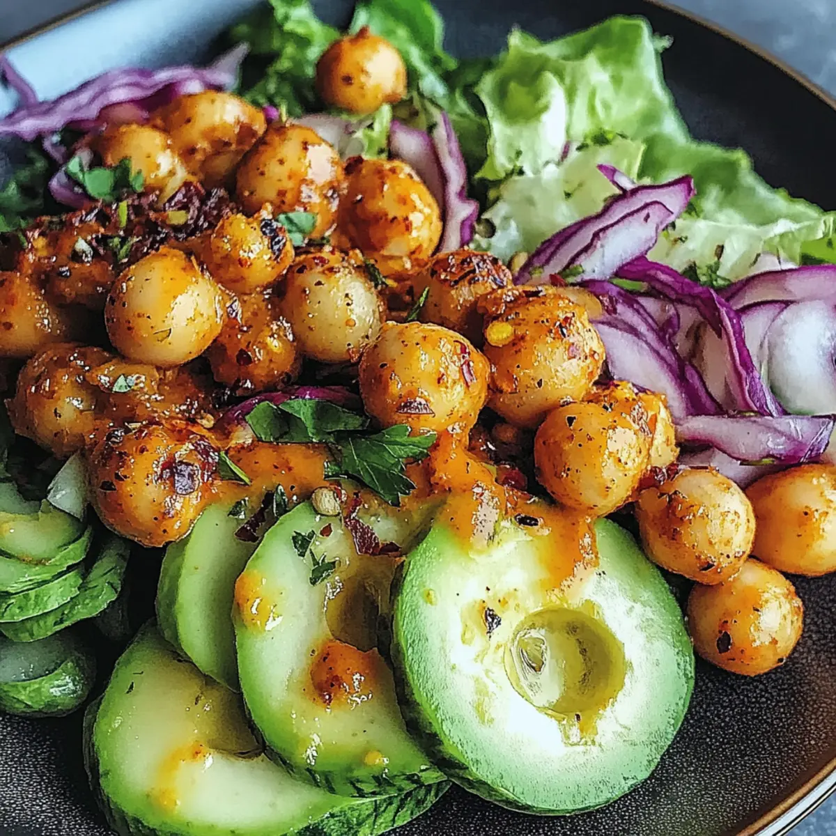 Divorce Salad with Spicy Chickpeas and Tangy Avocado Dressing