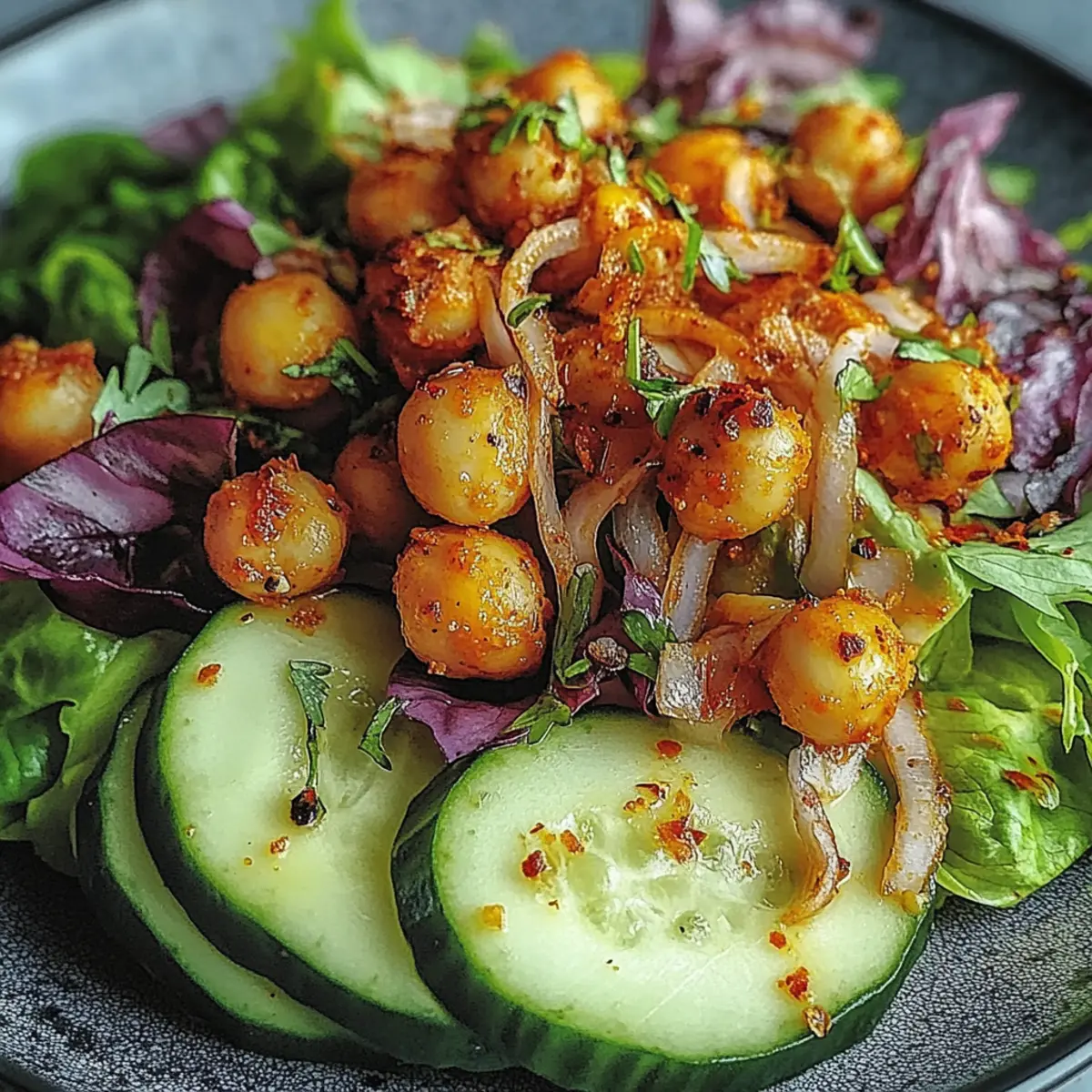 Divorce Salad with Spicy Chickpeas and Tangy Avocado Dressing