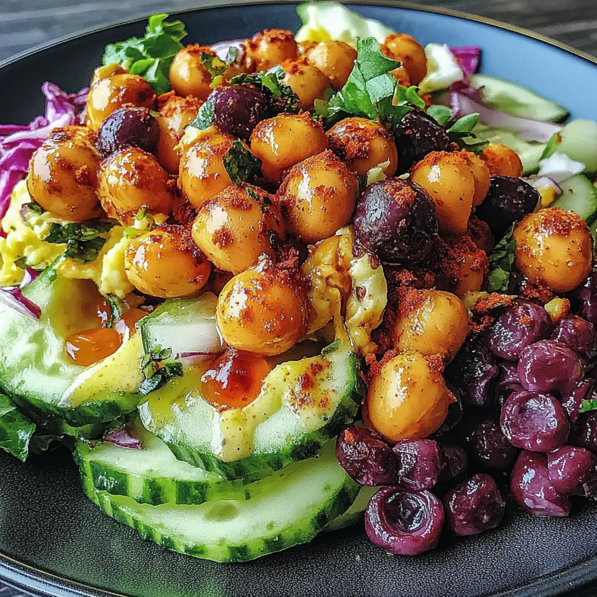 Divorce Salad with Spicy Chickpeas and Tangy Avocado Dressing