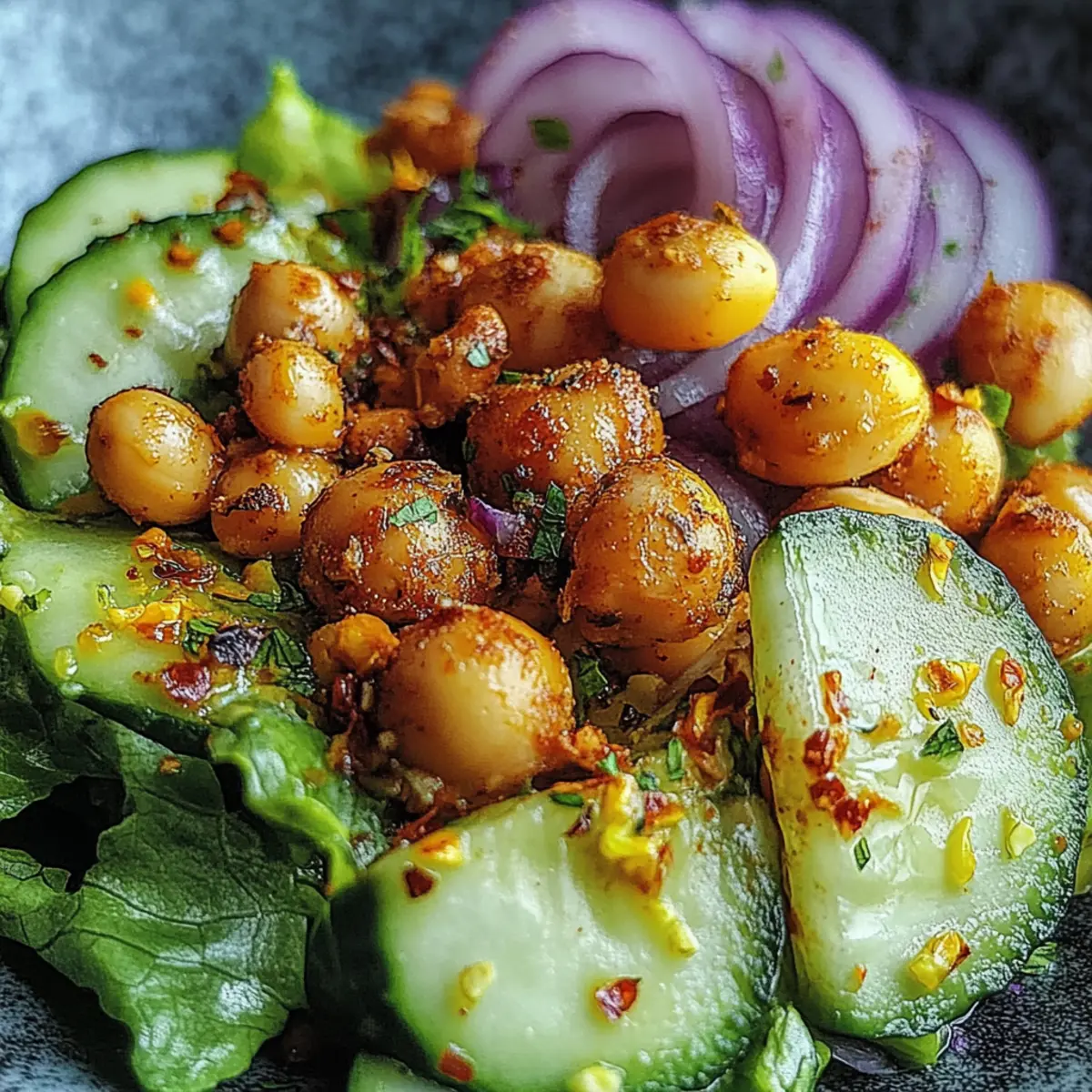 Divorce Salad with Spicy Chickpeas and Tangy Avocado Dressing