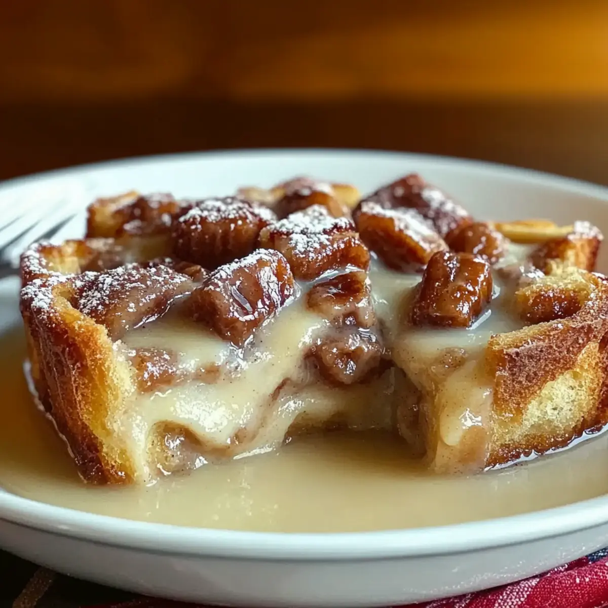 Festive Cinnamon Swirl Eggnog Bread Pudding
