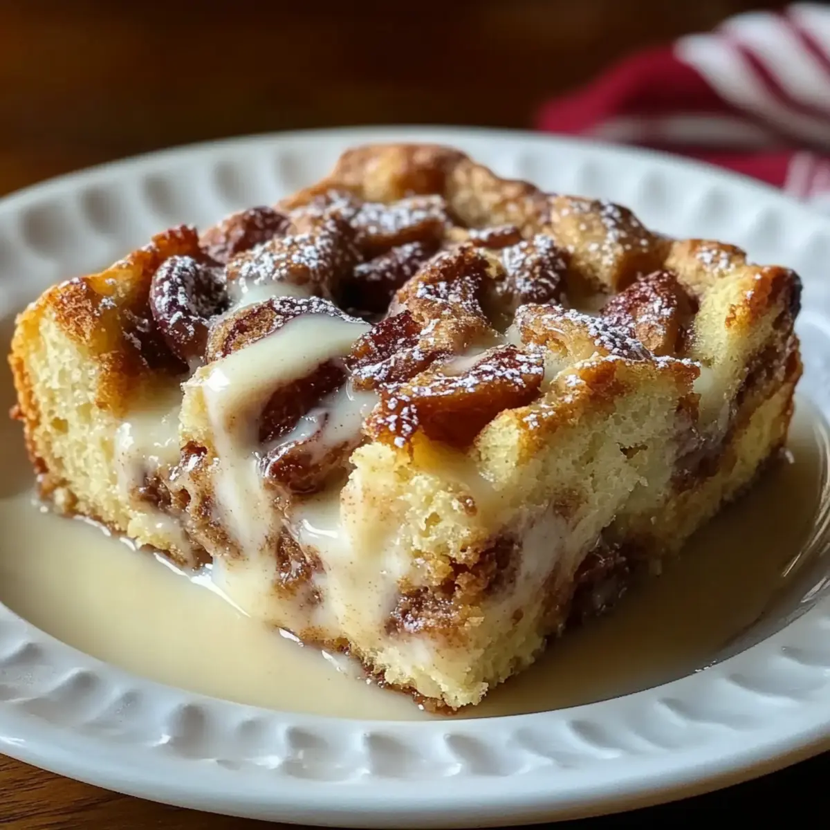 Festive Cinnamon Swirl Eggnog Bread Pudding