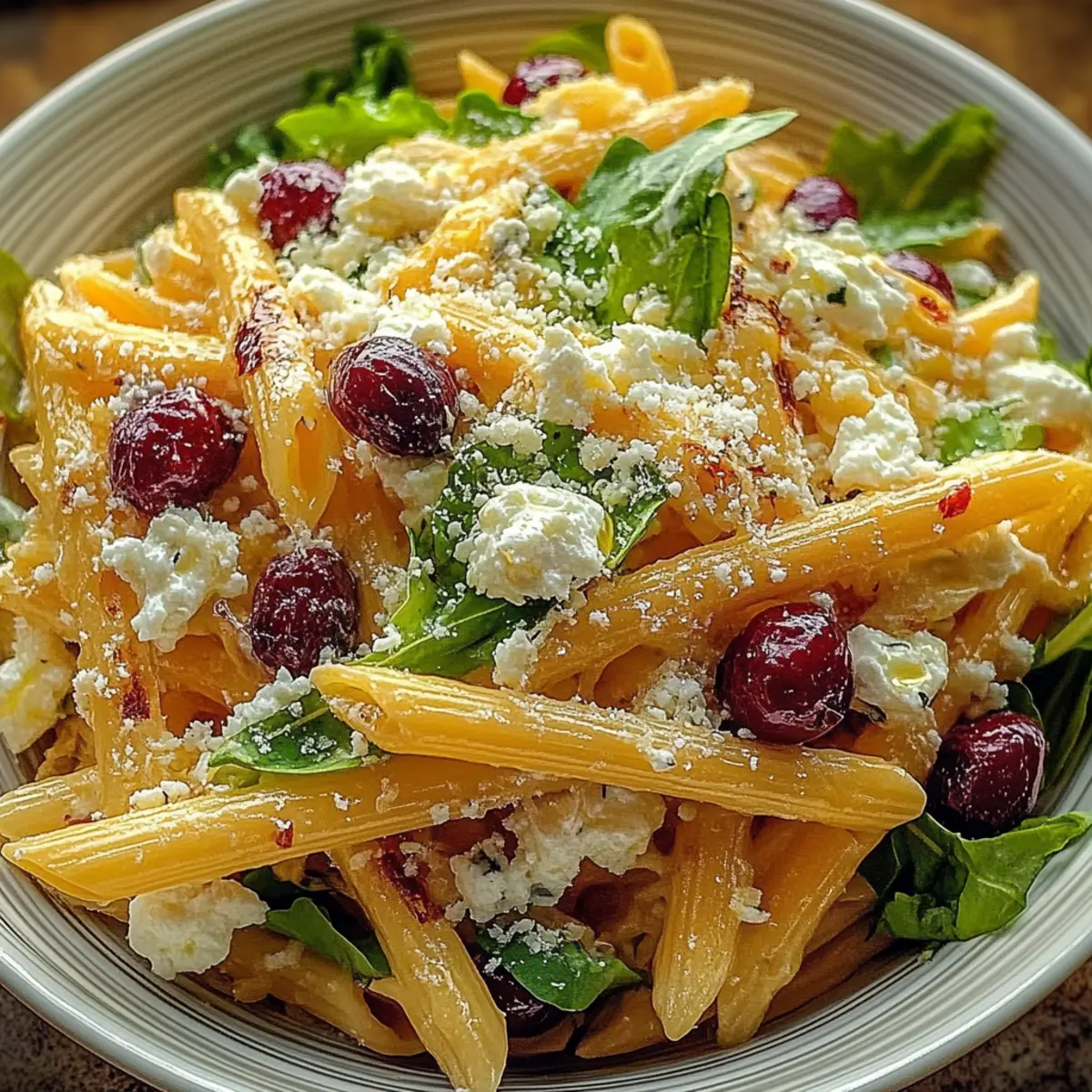 Feta & Cranberry Penne Salad with Orange Vinaigrette