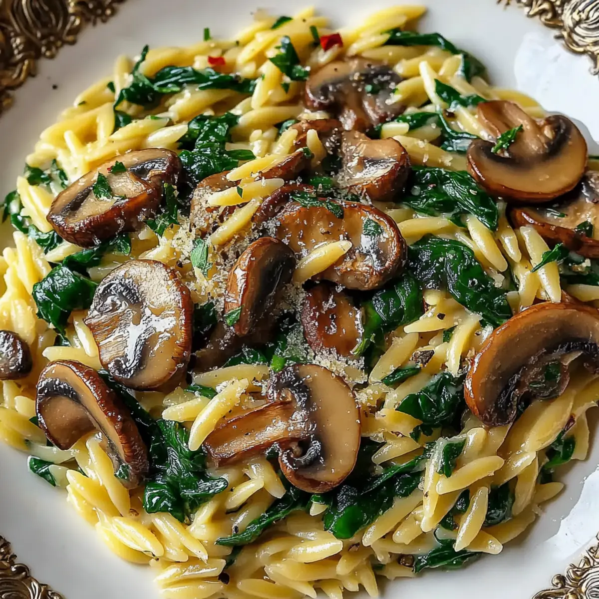 Garlic Butter Orzo with Mushrooms and Spinach