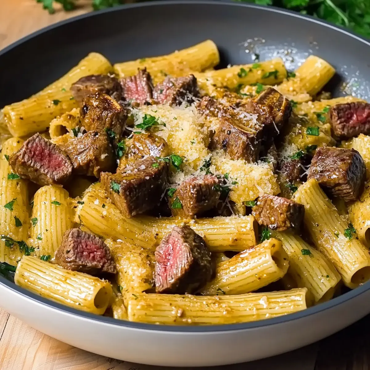 Garlic Butter Steak Rigatoni