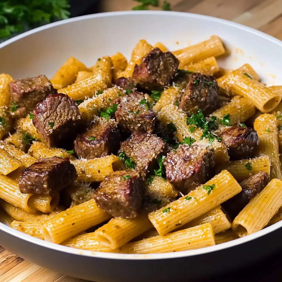 Garlic Butter Steak Rigatoni