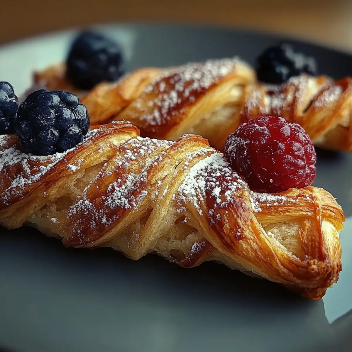 Golden Flaky Berry Puff Pastry Twists
