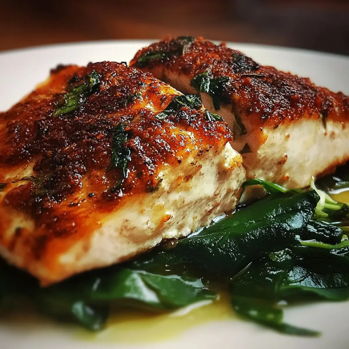 Healthy Blackened Salmon with Spinach & Parmesan Filling