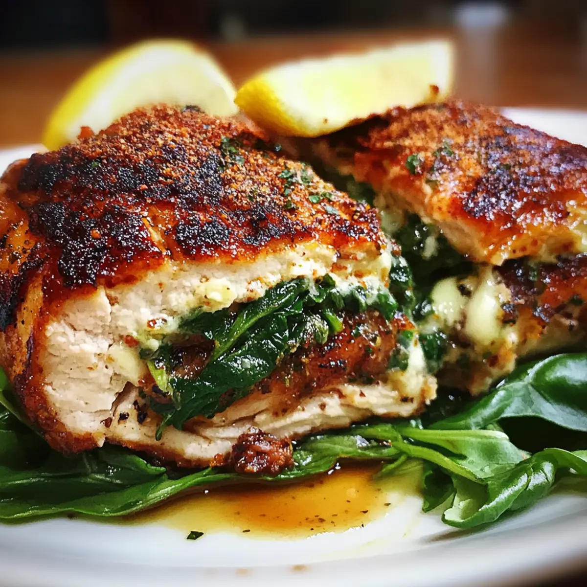 Healthy Blackened Salmon with Spinach & Parmesan Filling