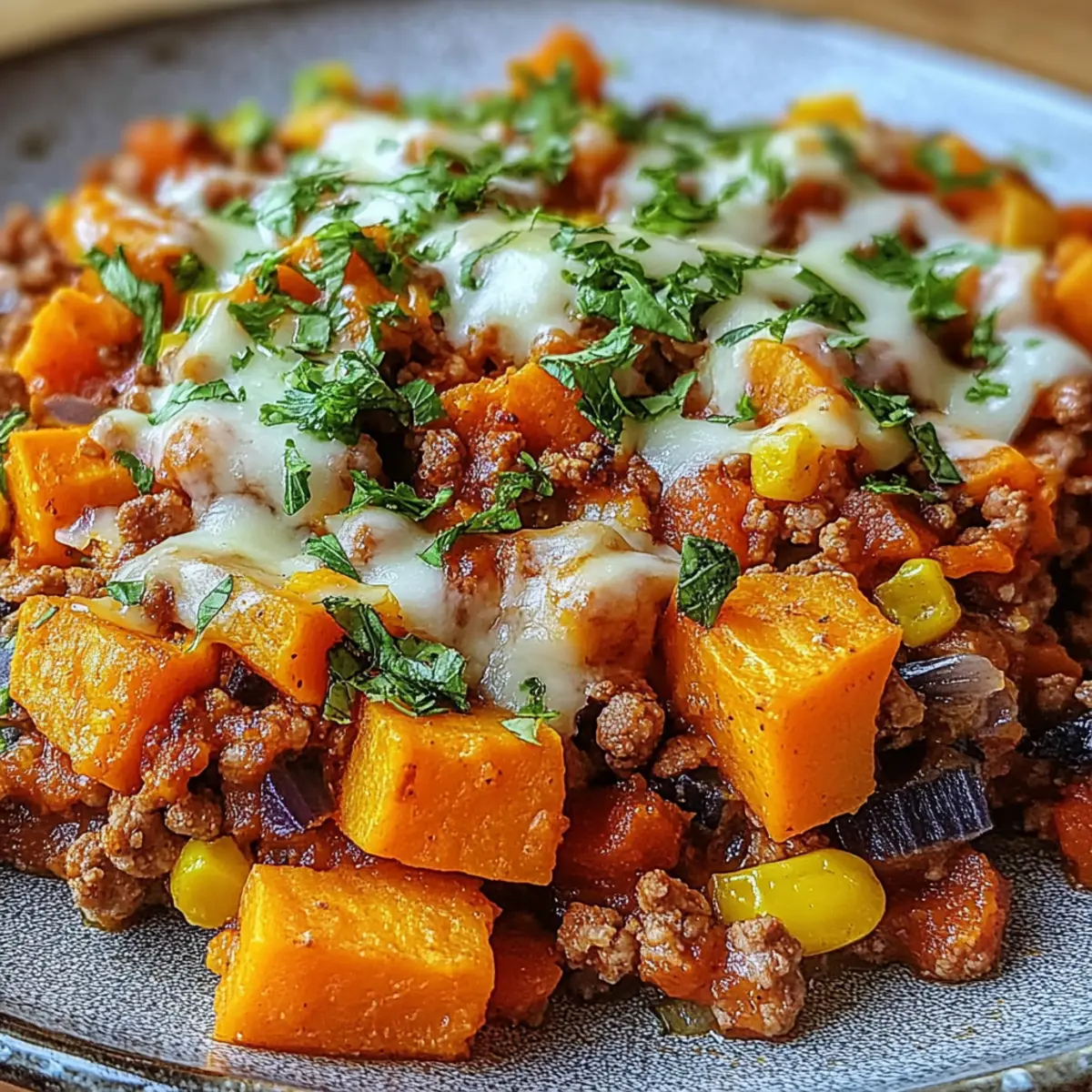 Healthy Sweet Potato and Ground Turkey Bake