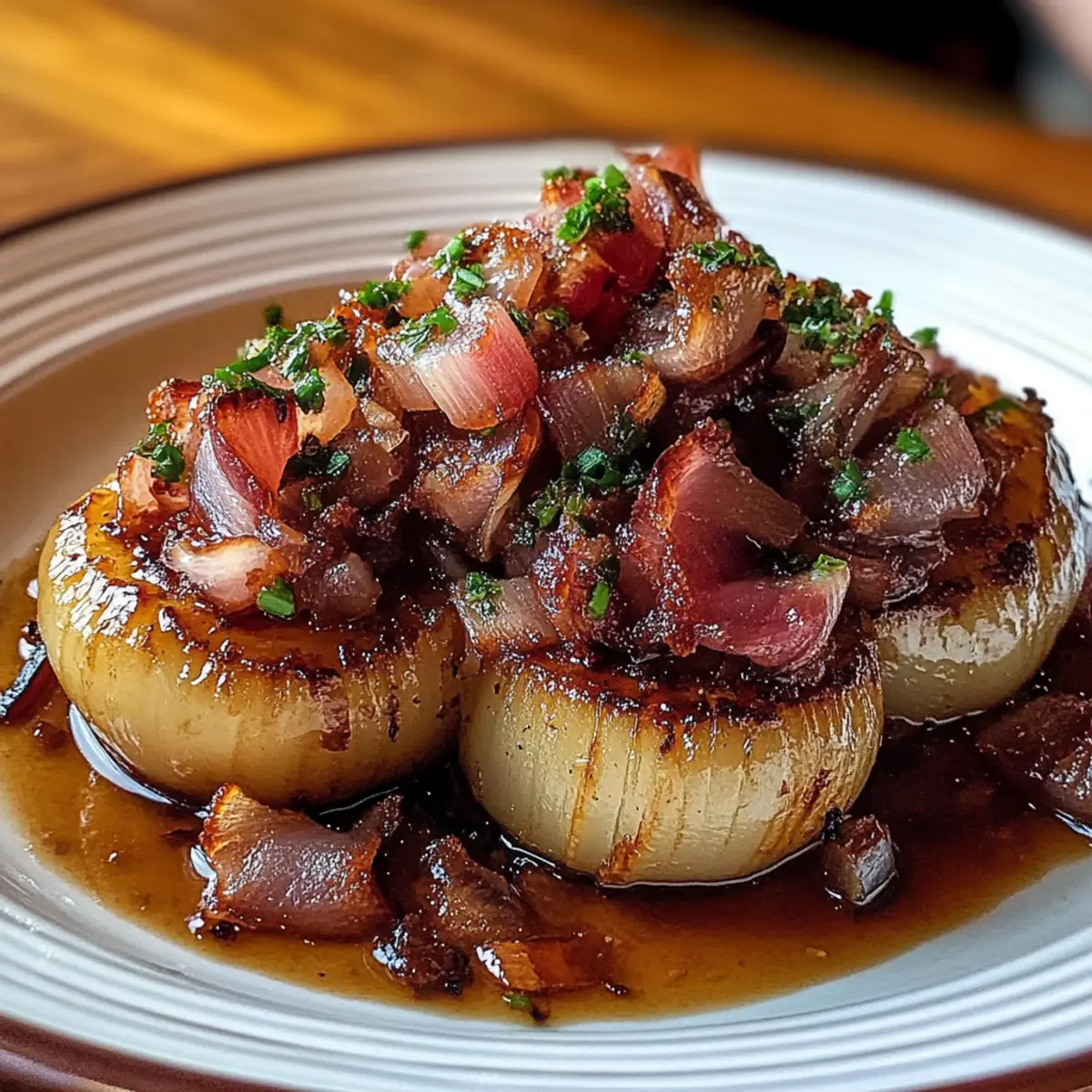 Honey-Glazed Shallots with Crispy Bacon