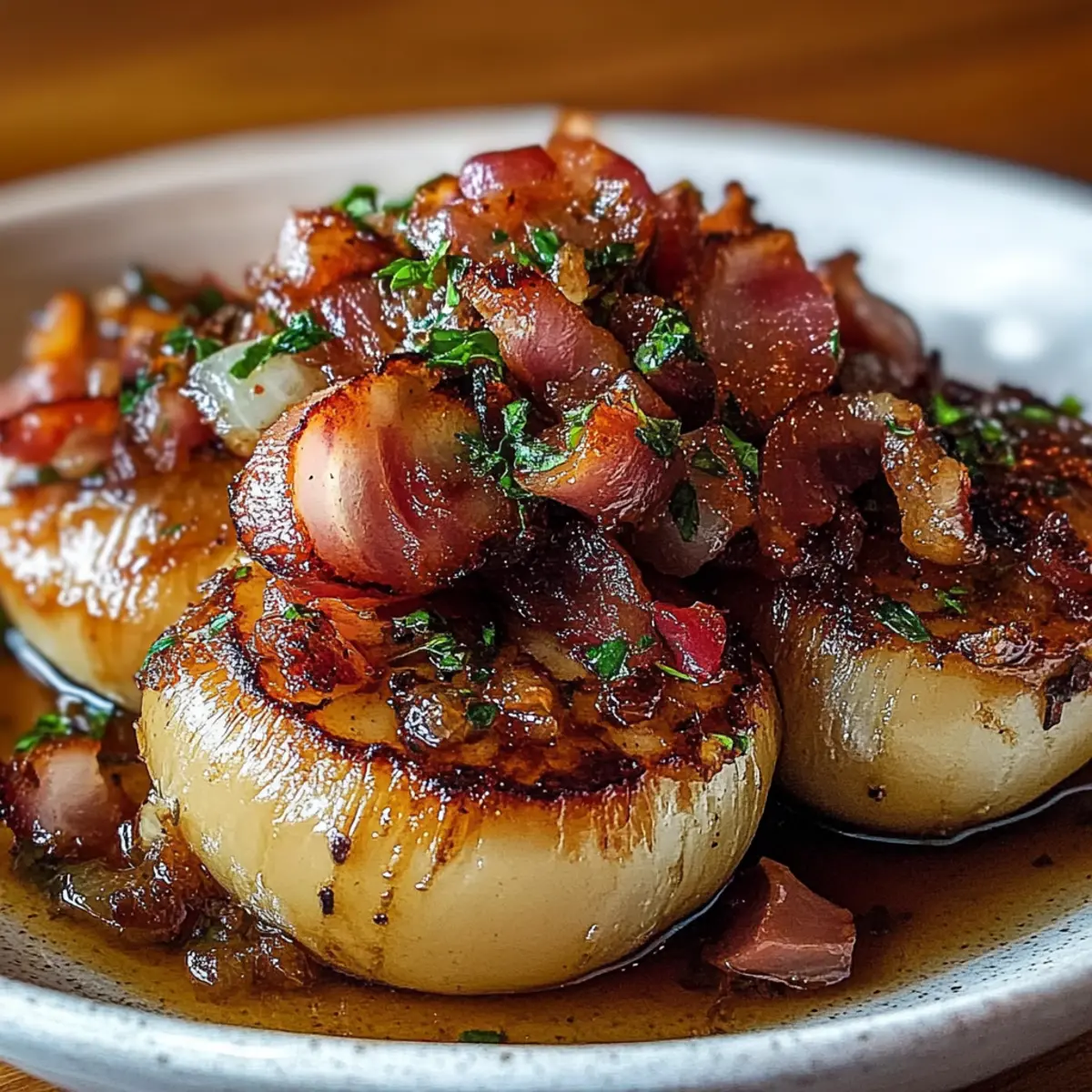 Honey-Glazed Shallots with Crispy Bacon