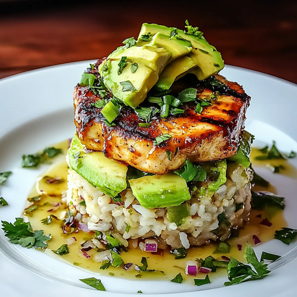 Honey Lime Chicken & Avocado Rice Stack