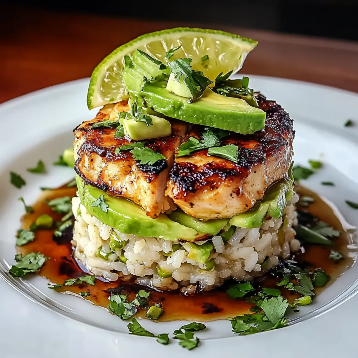 Honey Lime Chicken & Avocado Rice Stack