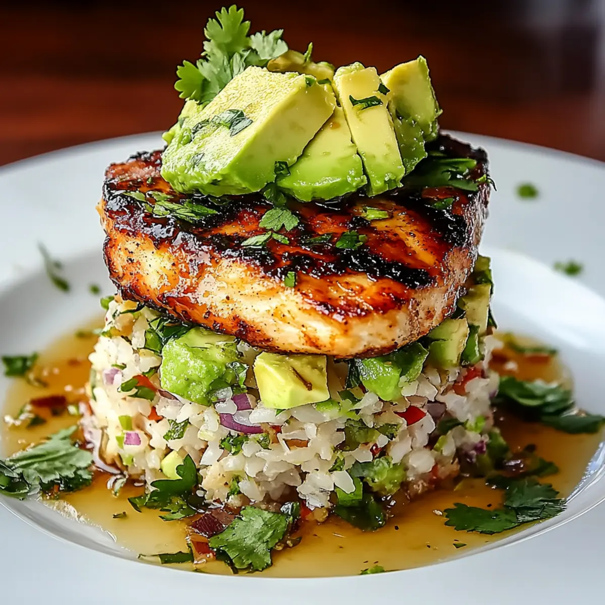 Honey Lime Chicken & Avocado Rice Stack