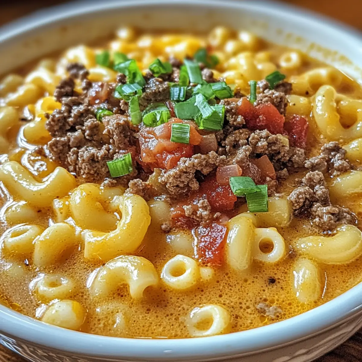 Mac & Cheese Burger Soup