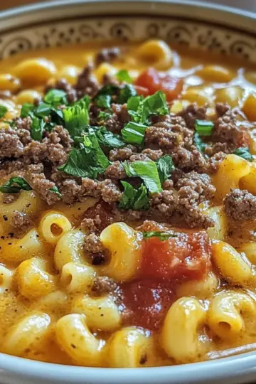 Mac & Cheese Burger Soup