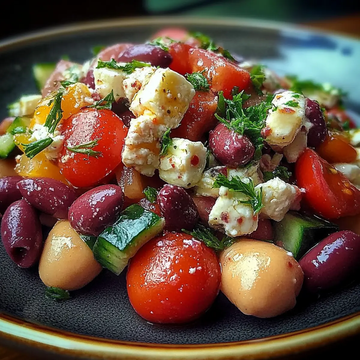 Mediterranean Bean Salad With Feta