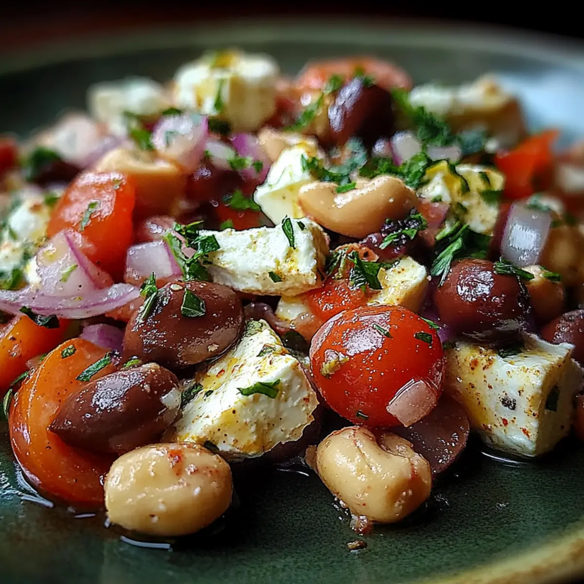 Mediterranean Bean Salad With Feta