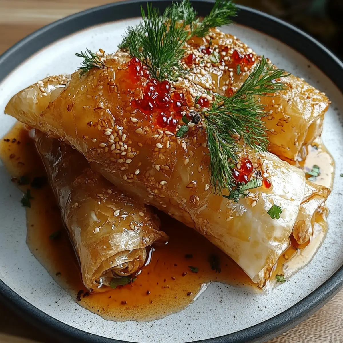 Oven Fried Feta Rolls with Chili Honey